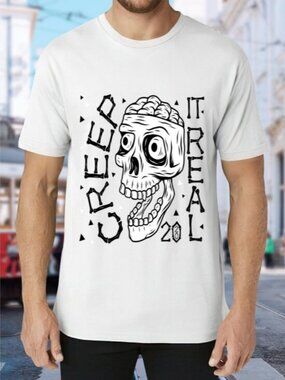 Skull Graphic Tee in White and Black